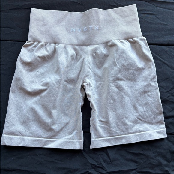 NVGTN Solid Seamless Shorts High Waisted Beige Tan Size S - Picture 6 of 7